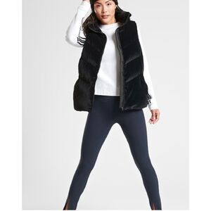 Athleta Black Velvet Puffer Vest, Size Small (No Hood)